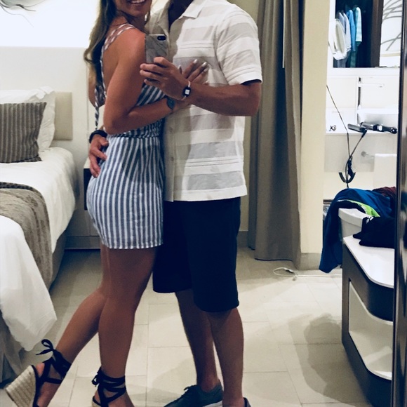 Blue and white striped romper - Picture 2 of 2